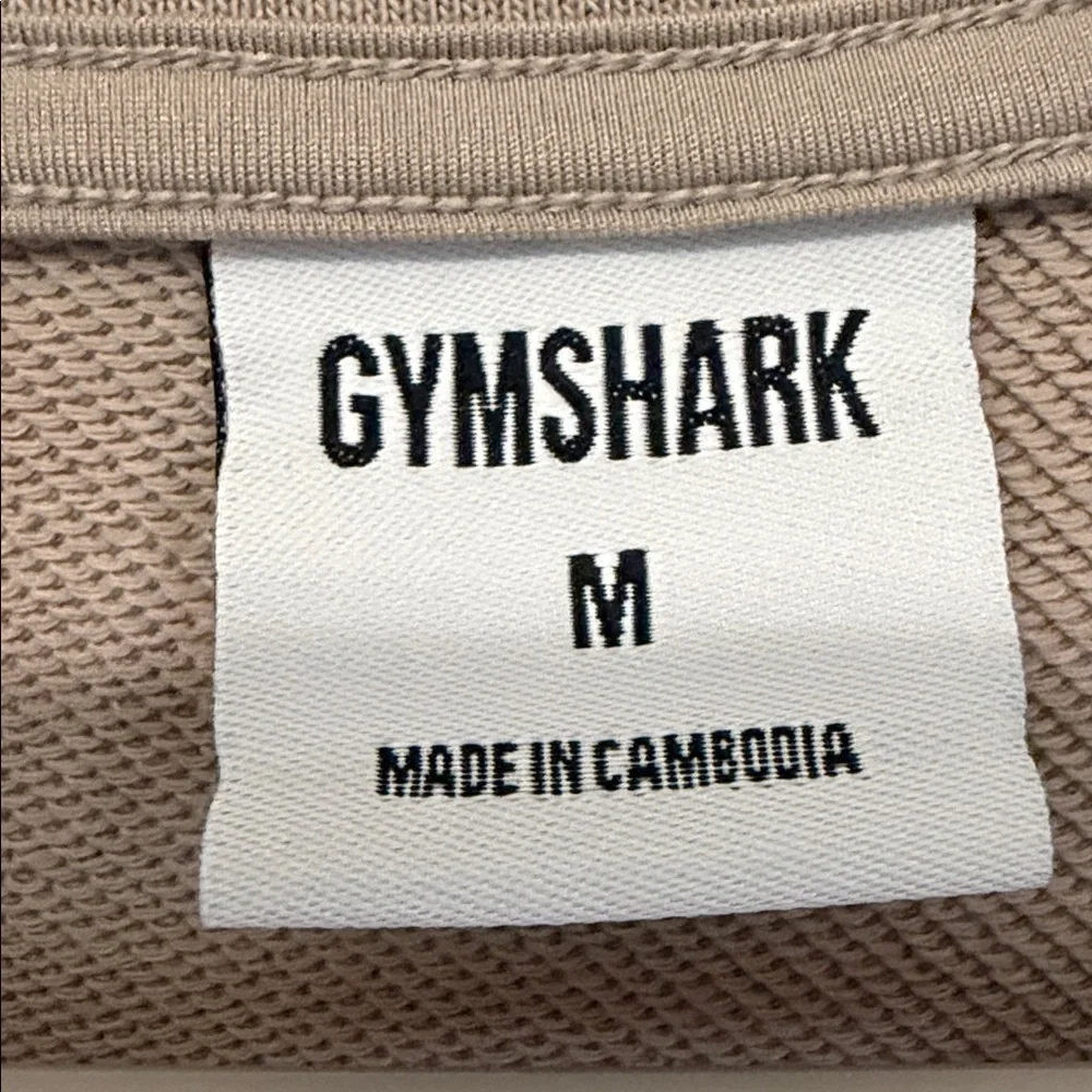 Gymshark Cropped Sweatshirt Taupe Elastic Waist Workout Pullover Size Medium - Picture 3 of 6